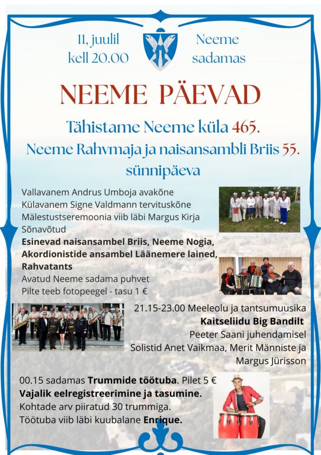 Neeme päevad 11.07.2025 kell 20.00 Neeme sadamas