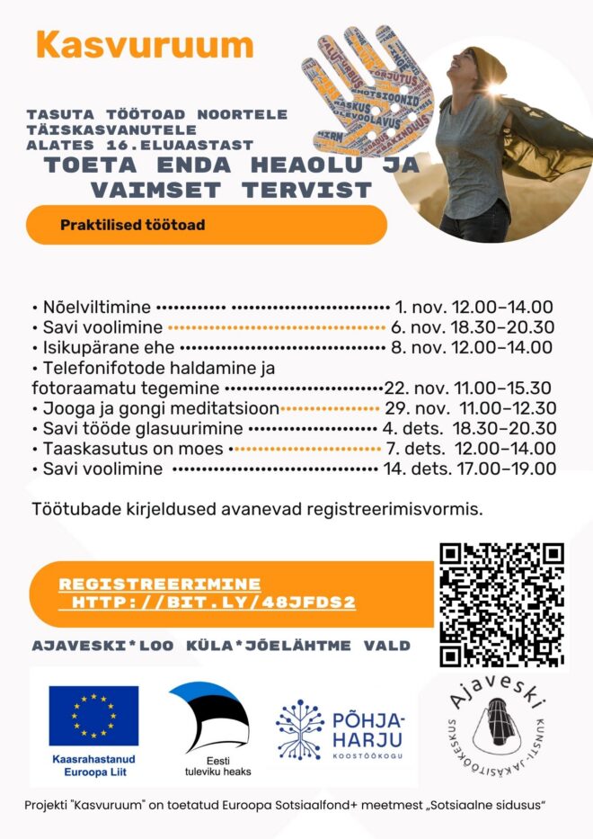 Kasvuruumi tasuta praktilised töötoad 16+ noortele