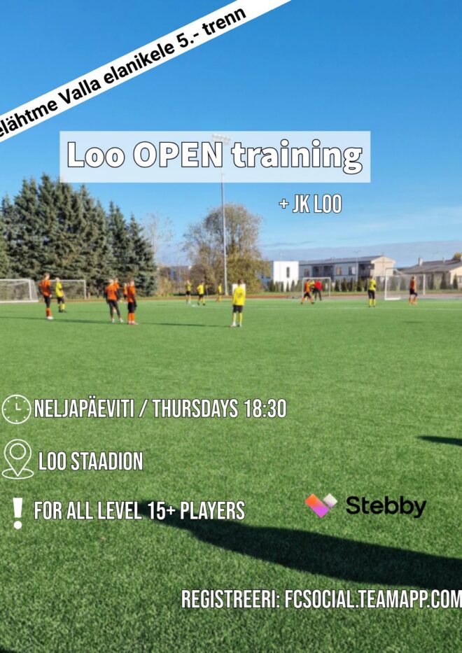Avatud jalgpalli grupitreeningud Loo staadionil vanusele 15+
